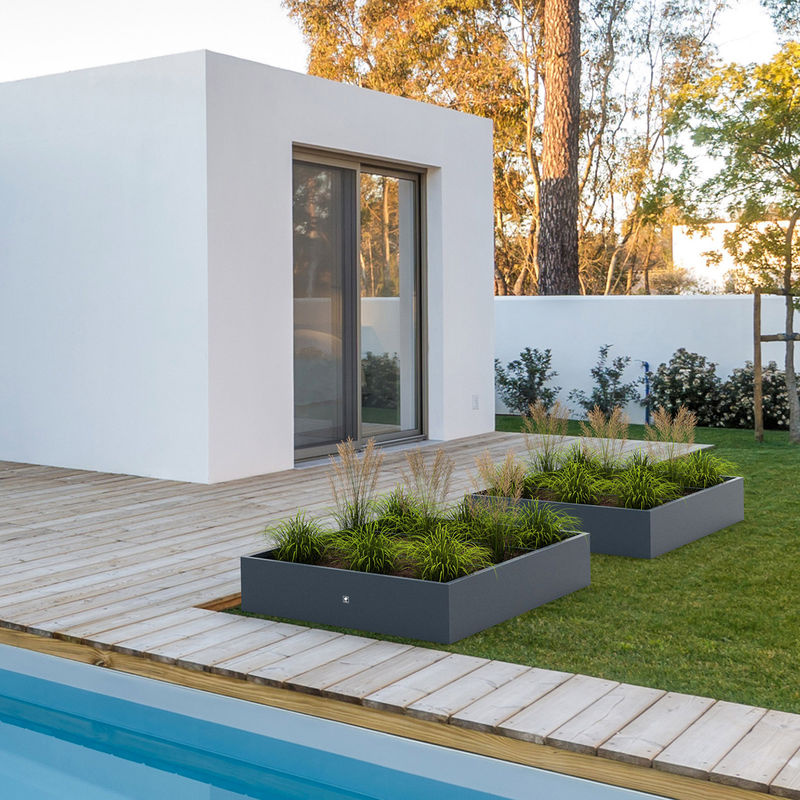 Herstera Garden Pflanzkübel Cube aus Metall in Anthrazit, B/T/H: 100 x 150 x 25 cm - Bild 2