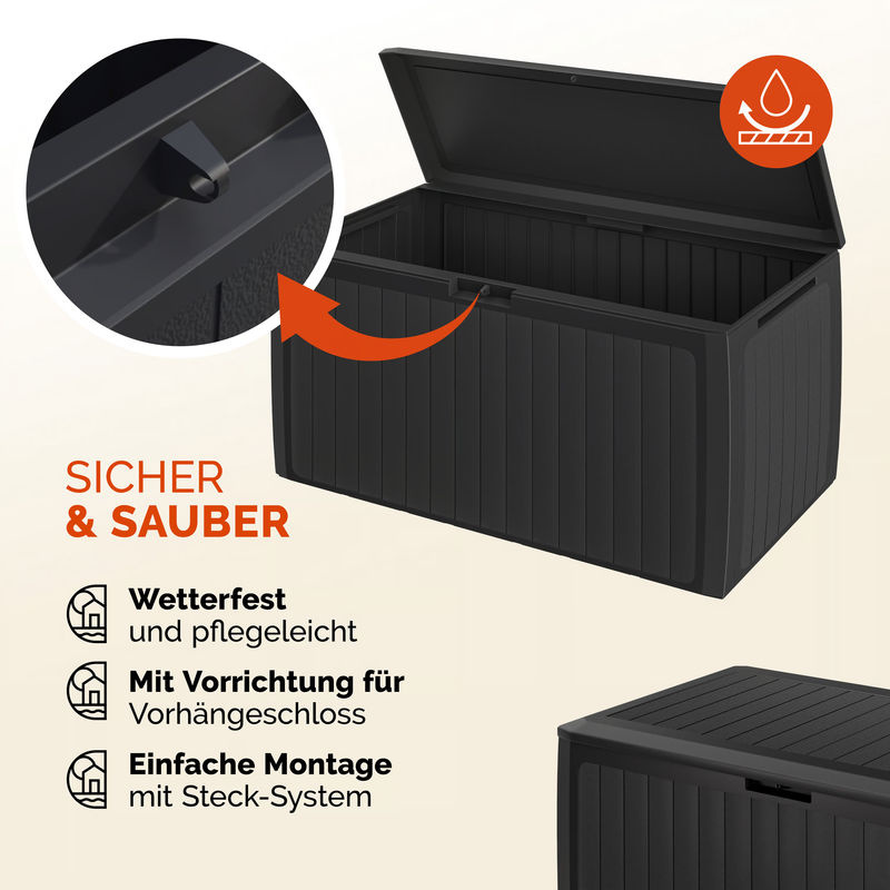 CASARIA Gartenbox Board Plus Anthrazit mit Rollen wetterfest 290L B: 117,0 cm, H: 60,0 cm - Bild 4
