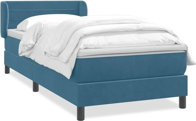 vidaXL Boxspringbett mit Matratze Dunkelblau Samt Hybrid-Design mit Taschenfederkern B: 80 cm, L: 220 cm - Bild 1