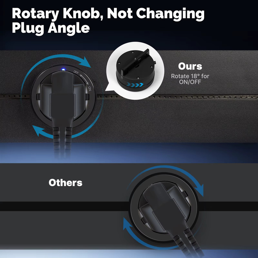 MOES Wandsteckdosenleiste mit beweglicher Schienenführung und USB-C Anschluss in Schwarz für Schreibtisch, Küche und Büro mit EU und UK Steckadapter Universal - Bild 4