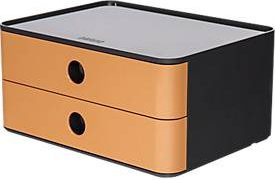 Schubladenbox HAN Allison Smart-Box mit 2 Schüben, Trennwänden und Kabelhalter, stapelbar, Farbe: caramel-brown, B/T/H: 19,5 x 12,5 x 12,5 cm - Bild 1