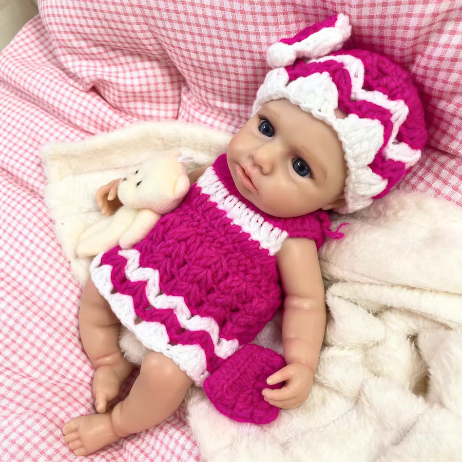 MRB LouLou Reborn-Babypuppe, aus Silikon, mit beweglichem Mund, 13 Zoll - Bild 4