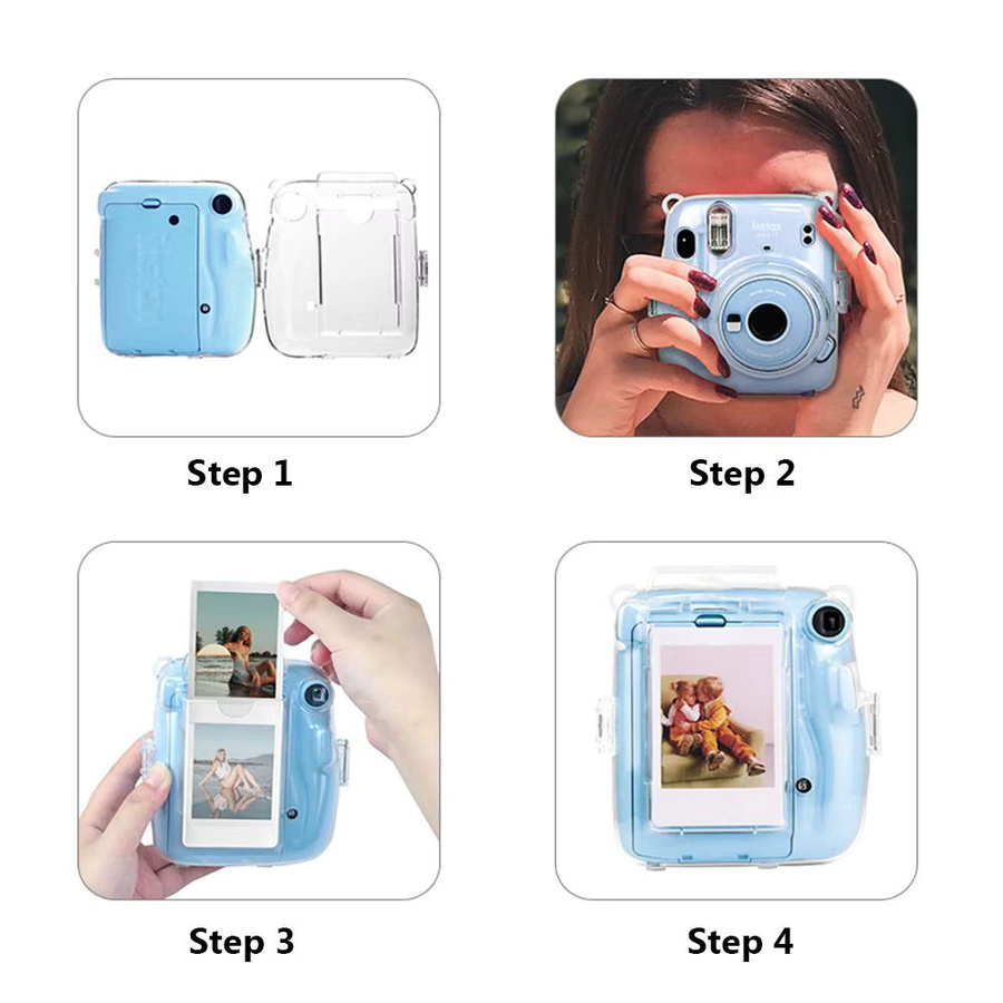 Transparente 3-in-1 Kamera-Schutzhülle mit Schultergurt für Fujifilm Instax Mini 11 - Bild 1