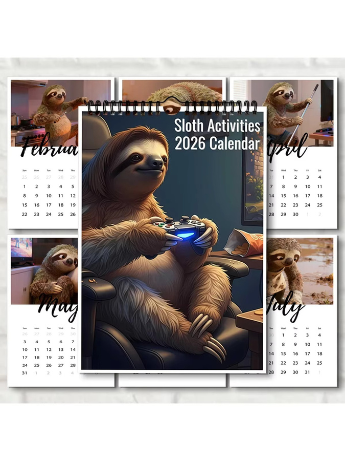Wandkalender 2026 mit Faultier-Motiv, Mehrfarbig - Bild 7