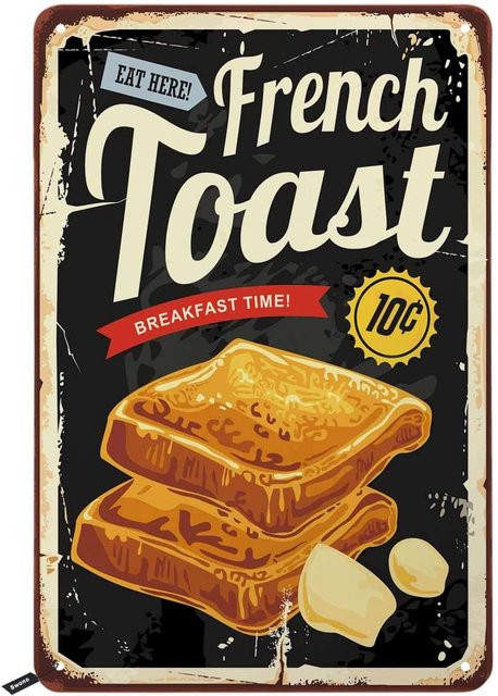 Swono Vintage Blechschild Wanddekoration French Toast Frühstücksmotiv, Mehrfarbig, B: 20,0 cm, H: 14,0 cm - Bild 1