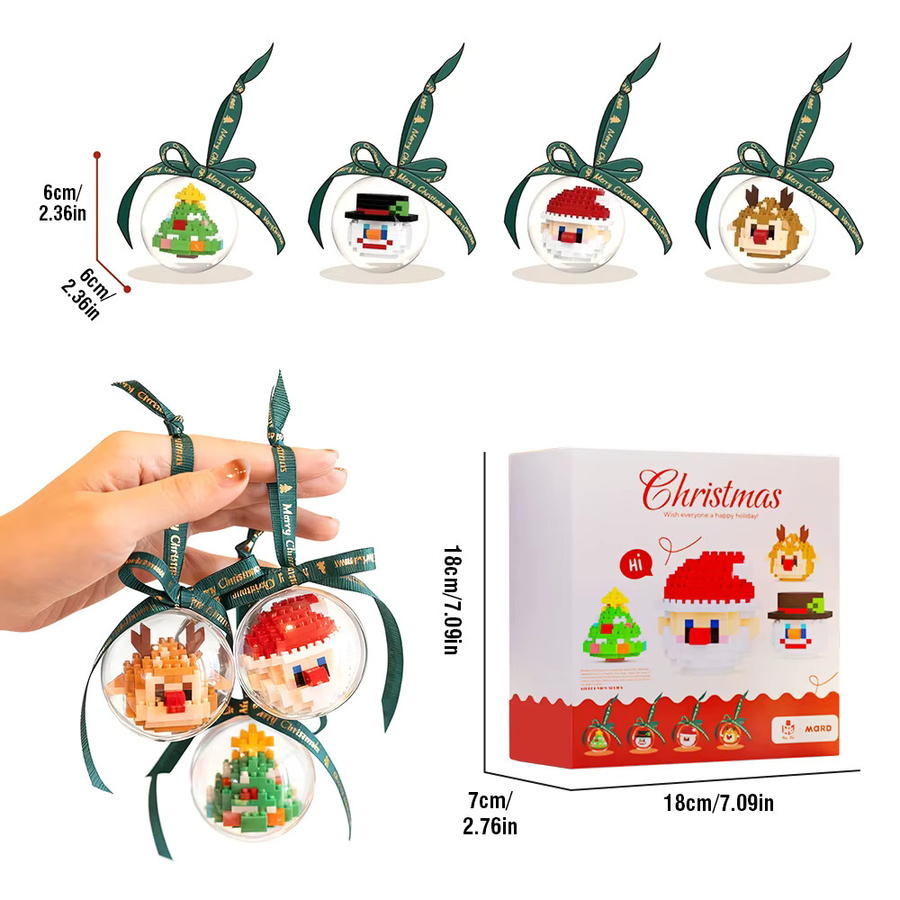 CONUSEA Mikrobausteine, weihnachtliche dekorative Kugelanhänger, Bauset - Bild 5