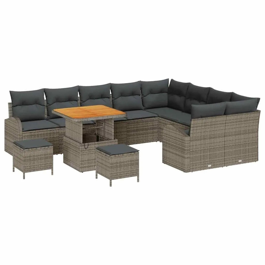 vidaXL Garten-Sofa-Set 12-tlg. in Grau mit Kissen und Stauraumfunktion - Bild 2