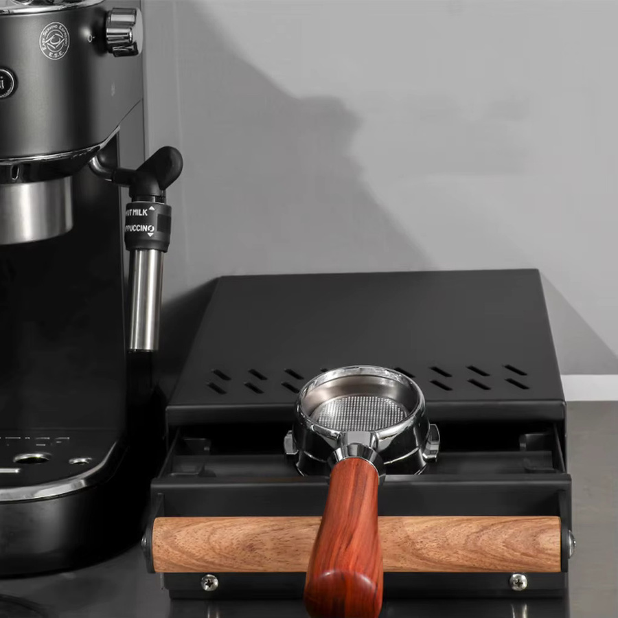FenKicyen Kaffeesatz-Box mit Massivholzgriff in Schwarz, rechteckige Klopfbox für Kaffeemaschinen mit verdicktem Boden - Bild 3