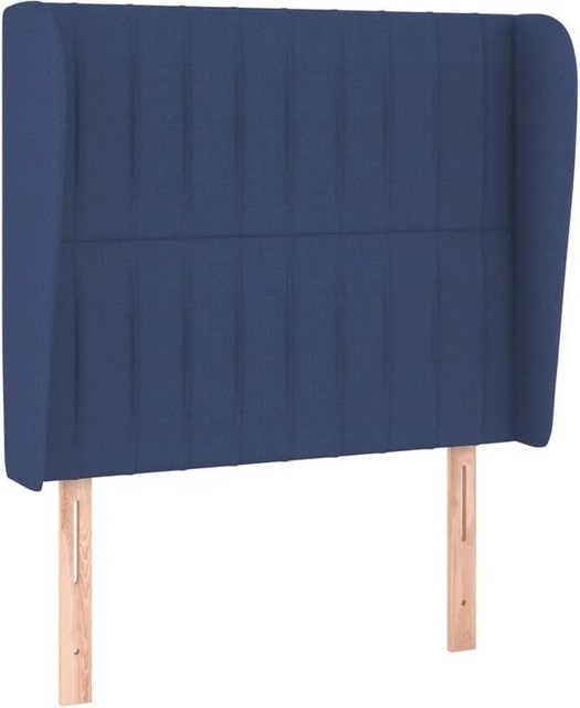 vidaXL Kopfteil mit Ohren in Blau, gepolstertes Stoff-Kopfteil, B/T/H: 103 x 23 x 128 cm - Bild 1