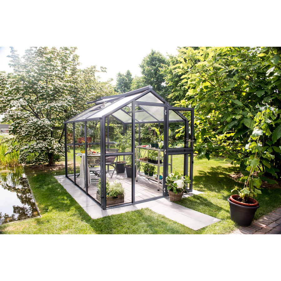 KGT Gewächshaus Galant III in Anthrazit-Grau mit 6,7 m² Fläche, 4 mm ESG-Glas und 10 mm HKP - Bild 2