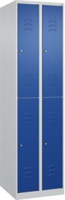 C+P Doppelstock-Spind Classic PLUS mit 2 Abteilen, Stahl, grau/blau, H x B x T: 185 x 50 x 50 cm, mit Zylinderschloss und Garderobenstange - Bild 1