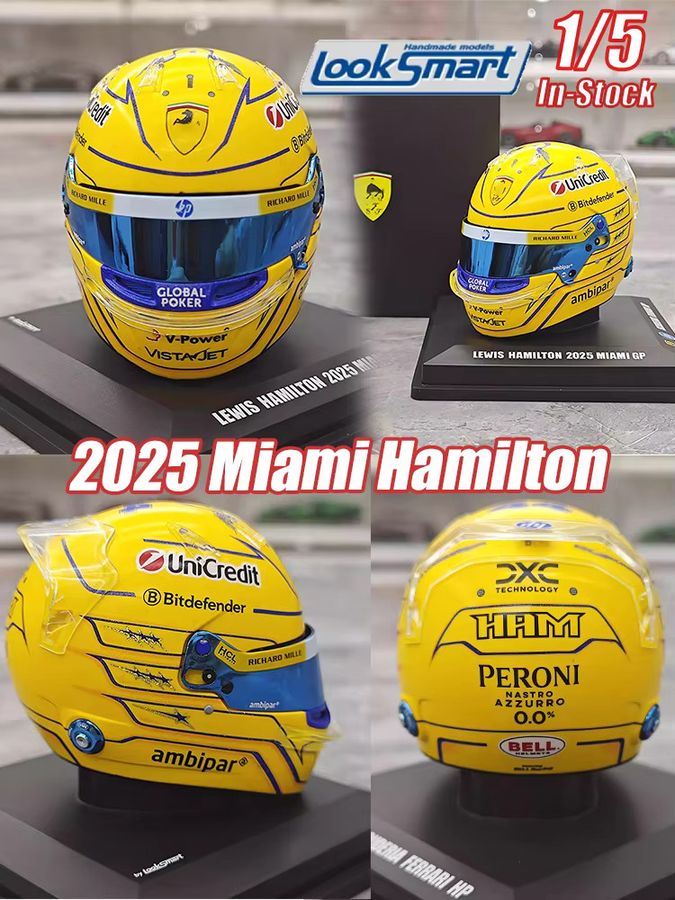 Looksmart 1:5 Leclerc Hamilton 2025 Miami Helm Simulationsmodell aus Harz - Bild 3