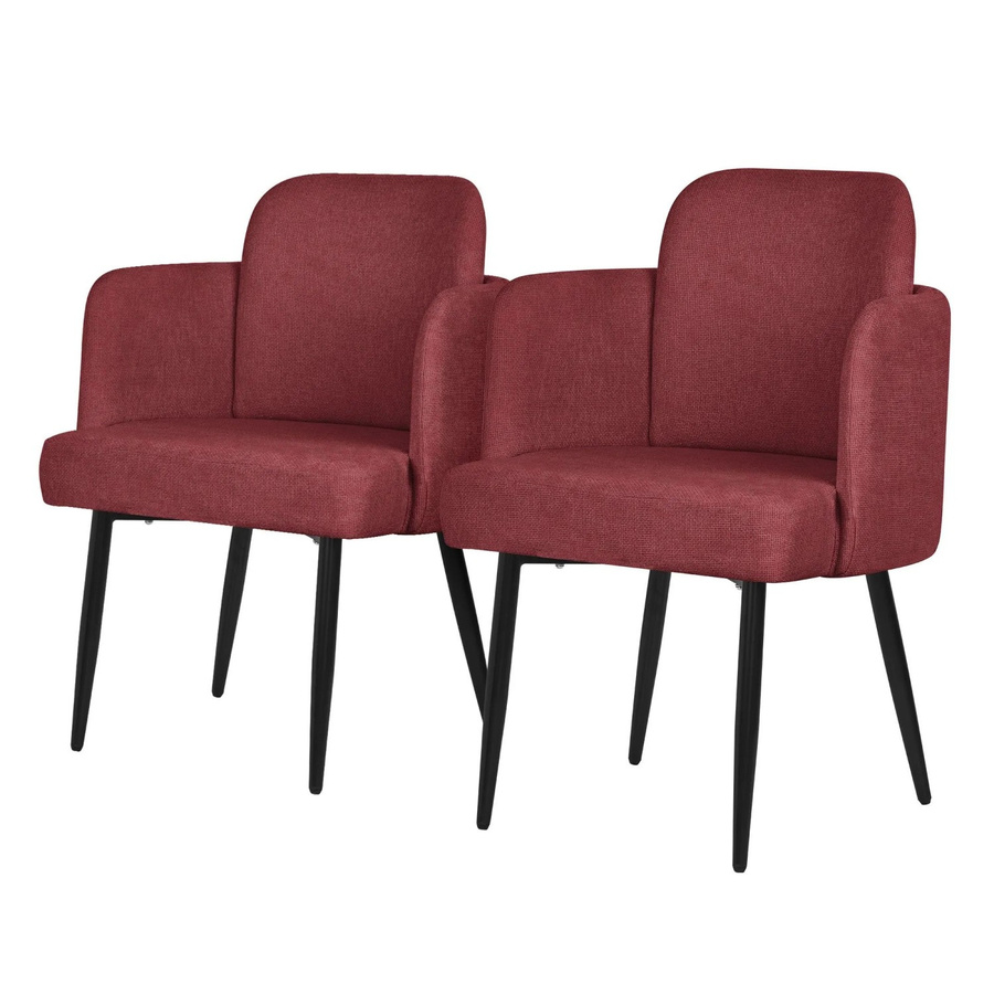 ML-Design 2er Set Esszimmerstühle in Rot mit Armlehnen und Stoffbezug - Bild 2