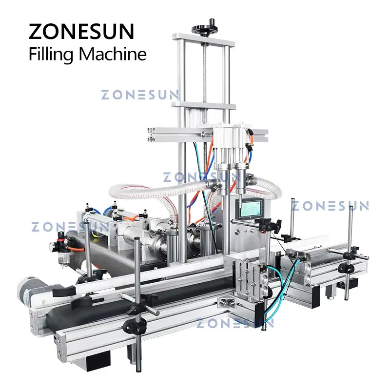 ZONESUN ZS-DTYT2 Automatische pneumatische Pastenfüllmaschine für Shampoo, Honig, Flüssigkeiten und Kosmetik in Silber - Bild 2