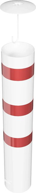 Schake Absperrpoller aus Stahl mit losem Deckel in Weiß-Rot, Höhe: 150 cm, Durchmesser: 27,3 cm - Bild 1