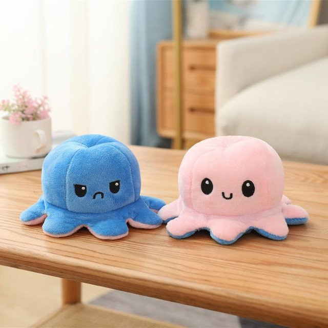 Wendbare Oktopus-Puppe, Plüschtier, weiß, 20cm - Bild 1