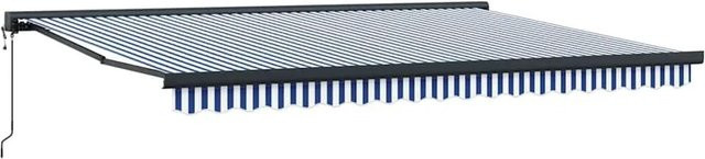 vidaXL Markise mit klappbaren Armen in Blau und Weiß aus Polyester und Aluminium B/T/H: 450 x 300 x 165 cm - Bild 1