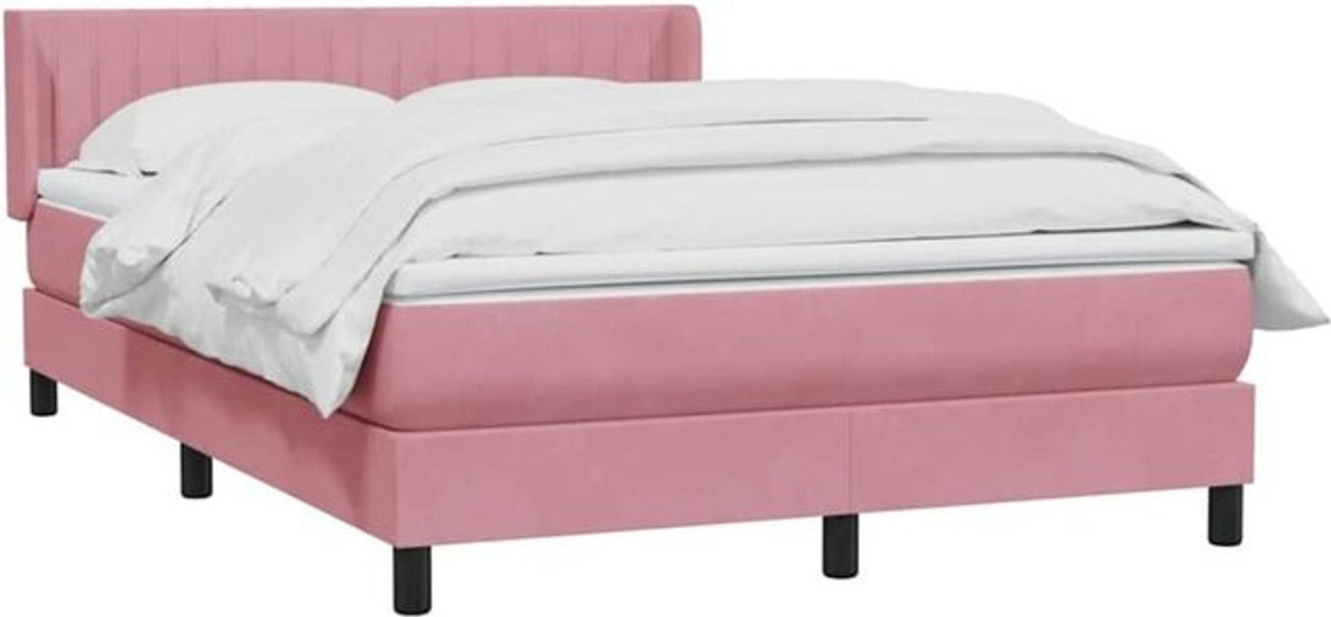 vidaxl Boxspringbett mit Matratze in Rosa und Weiß aus Samt, B/T/H: 140 x 210 cm - Bild 1