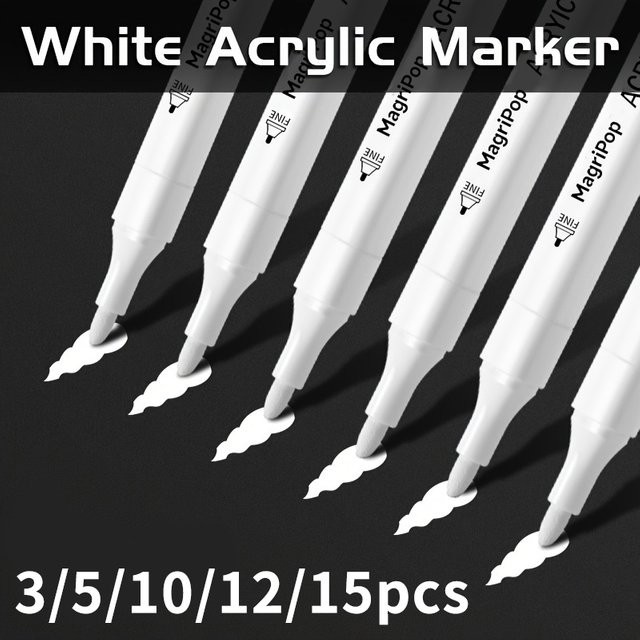 Magritte Weiße Acrylmarker Permanent Fine Tip Künstlerbedarf für Kunststoff, Stein und Metall - Bild 1
