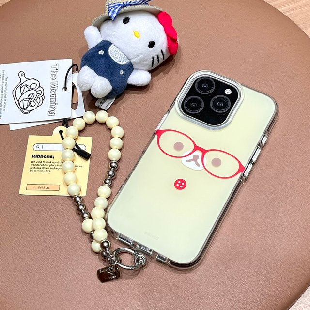 Potdemiel Rilakkuma Bär Handyhülle für iPhone 17 16 15 14 13 12 Pro Max mit Umhängeband und stoßfester Hartschale im Japan Anime Cartoon Design - Bild 1