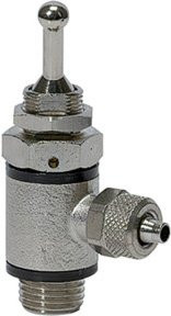 Riegler 3/2-Wege-Kipphebelventil aus Messing mit Schlauch-Schnellverschraubung G1/8 und Schlauch 8/6 in Silber - Bild 1
