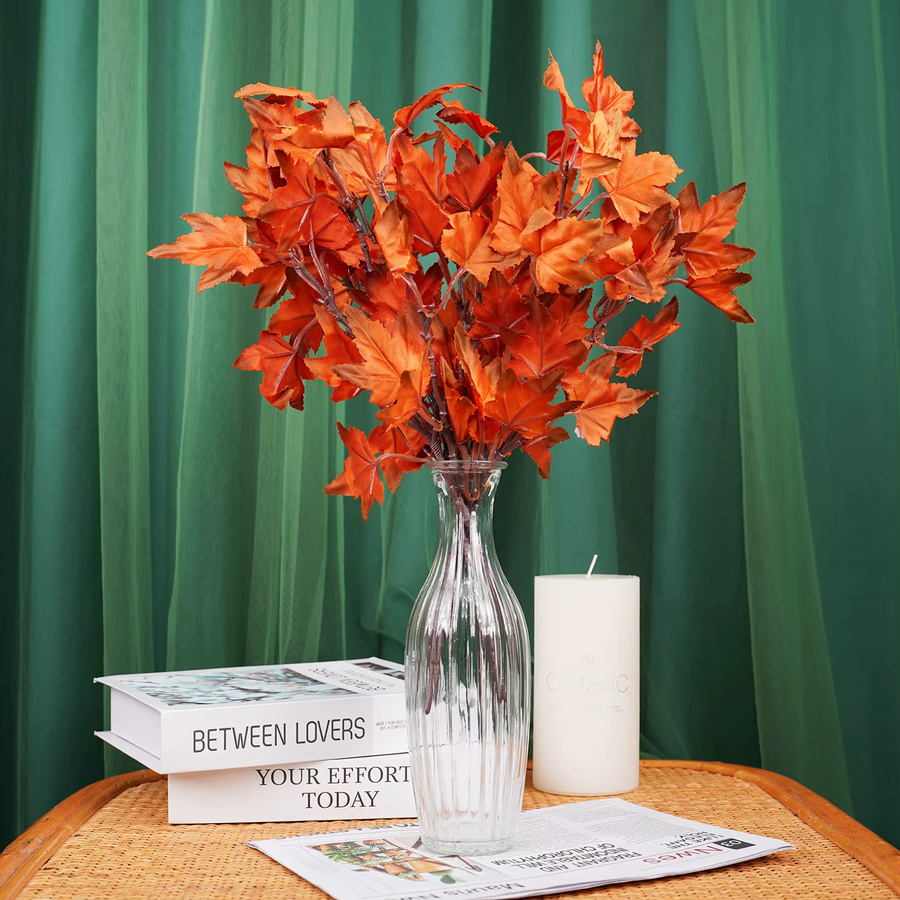Uflower Künstliche Ahornblätter in Herbstfarben Gelb und Orange für deine Dekoration - Bild 3