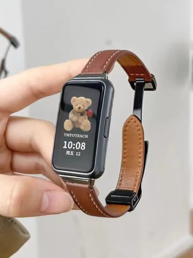 Uhrenarmband Leder, Magnetisch, Schwarz, Unisex, für Huawei Band 10 9 8 - Bild 7