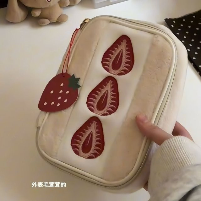 Strawberry Sandwich Cosmetics Kartentasche in Rot mit großem Fassungsvermögen für Schreibwaren und Waschutensilien - Bild 1