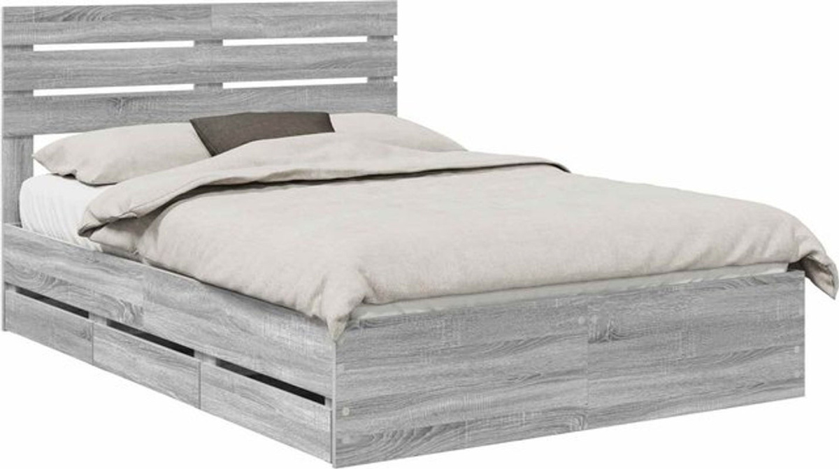 Modernes Funktionsbett vidaXL aus Holzwerkstoff in Grau, B/T/H: 140 x 200 cm - Bild 1