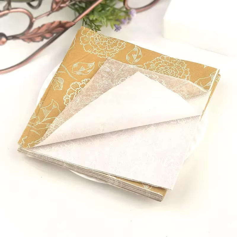GUANYAO Servietten aus Papier, 2-lagig, bunt mit Gold und Blumenmuster, 20 Stück pro Packung, Breite: 33 cm - Bild 2