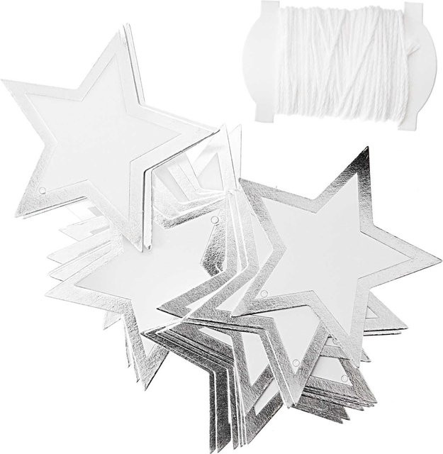 Rico Design Paper Poetry Papieranhänger Stern in Silber, 24 Stück, B/H: 6,5 x 6,5 cm - Bild 1