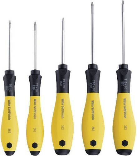 Wiha SoftFinish ESD Schraubendreher-Set 5-teilig Innen-TORX in Schwarz-Gelb - Bild 1