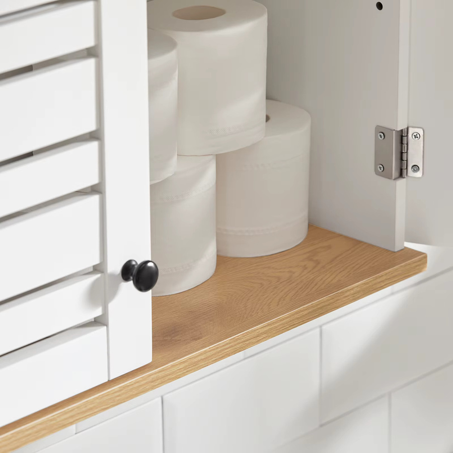 SoBuy BZR42-W Hängeschrank mit Lamellentüren in Weiß für Bad und Küche - Bild 3