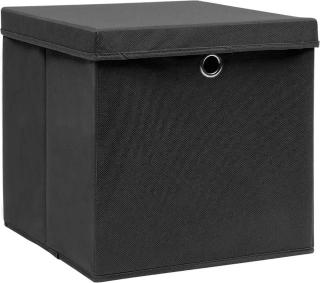 vidaXL Aufbewahrungsboxen mit Deckel aus Stoff, 10 Stück, Schwarz, B/T/H: 28 x 28 x 28 cm - Bild 1