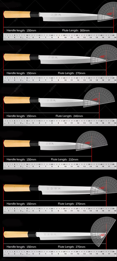 WXCOO Profi-Küchenmesser für Sashimi und Sushi aus Silber mit Holzgriff für Fisch und Rohfleisch - Bild 2