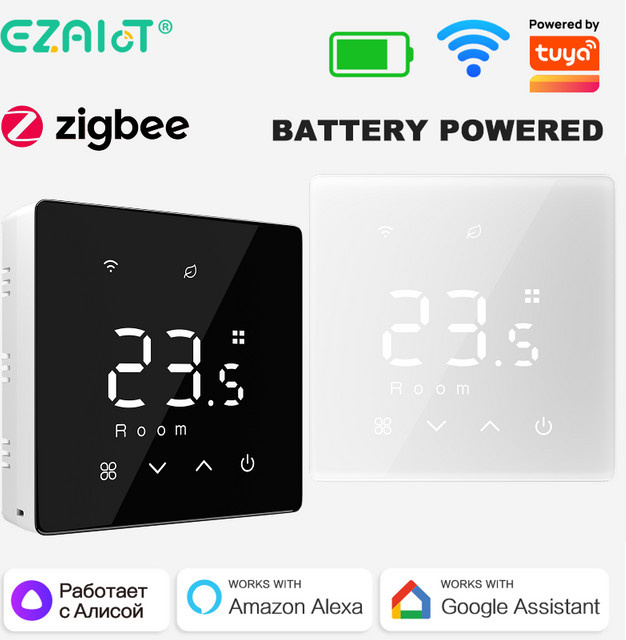 EZAIOT Smart WiFi Thermostat Zigbee Tuya für Wasser- und Gaskessel, Drahtloser Temperaturregler in Weiß, kompatibel mit Alexa und Google Home - Bild 1