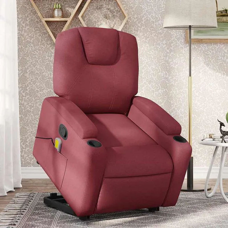 vidaxl Aufstehhilfe Massagesessel für Senioren, verstellbar, Farbe: Rot, Stoffbezug - Bild 1