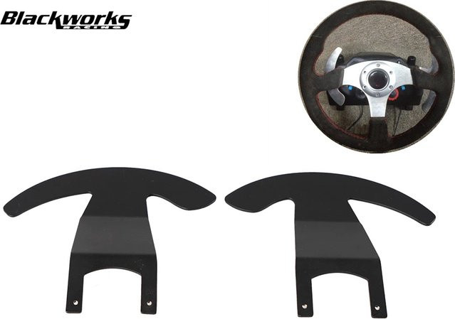 Logitech Heavy Duty Paddle Shifter Upgrade Set für G25 und G27 Lenkräder, 2 Stück, Schwarz, konkav, passend für 13 bis 14 Zoll Lenkräder - Bild 1