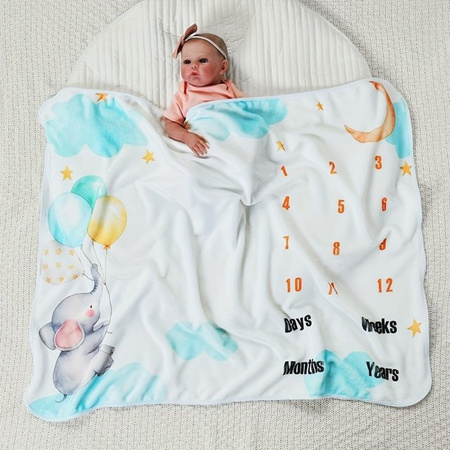 VIKAMA Baby Fotografie-Decke mit Cartoon-Print für Neugeborene und Taufe, Mehrfarbig