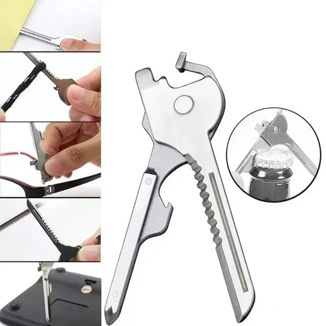 Edc Gear Mini Utility Schlüsselring Taschenöffner und Multi-Tool Schraubendreher in Silber - Bild 1