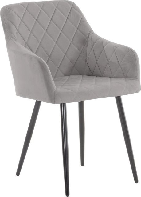 DELUKE Esszimmerstuhl LISAN in Grau aus Samt mit Metallgestell, B/T/H: 47 x 44 x 84 cm - Bild 1