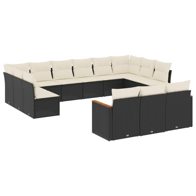 Vidaxl Gartenmöbel-Set aus Polyrattan und Stahl mit 13 Teilen in Schwarz inklusive Kissen - Bild 2