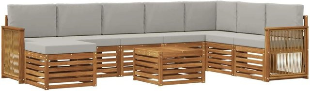 vidaXL Sofagarnitur aus Massivholz Akazie im modernen Latten-Design mit Armlehnen - Bild 1