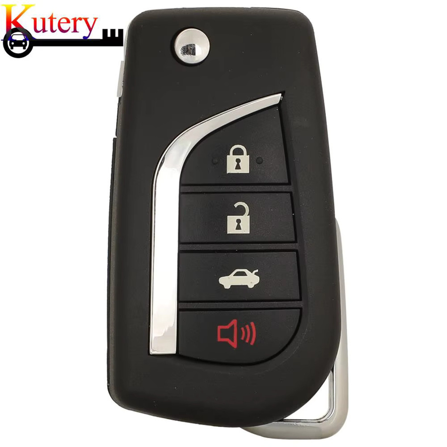 Jingyuqin Smart Autoschlüssel mit Fernbedienung für Toyota Camry Corolla RAV4, faltbar, 315MHz, ID-H (8a) Chip, 4 Tasten, Schwarz - Bild 2