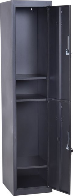 Vinsetto Spindschrank aus Metall mit 4 Fächern, Kleiderstange und 2 abschließbaren Türen, Schwarz, B/T/H: 38 x 46 x 180 cm - Bild 1