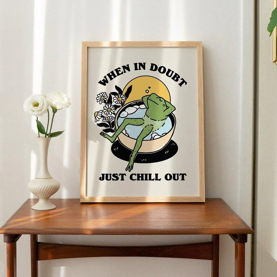 Retro-Poster von SHENCHEN mit Frosch- und Pilzillustration in Mehrfarbig für deine Wandgestaltung - Bild 2