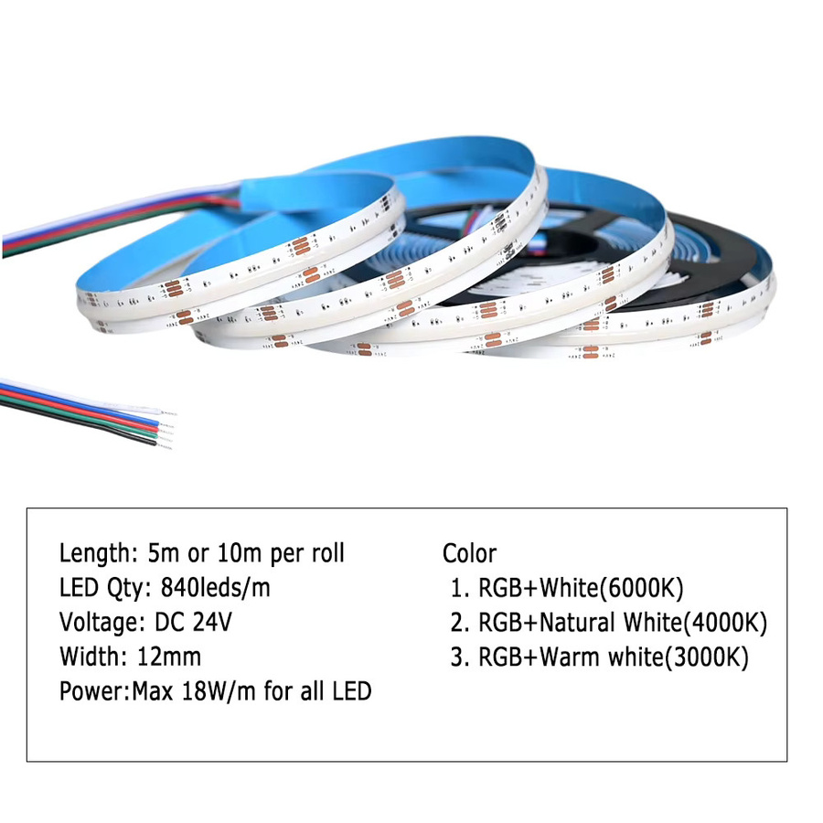 CENFAYA COB RGBW LED-Streifen-Set mit 2,4G RF Touch-Fernbedienung, dimmbar und flexibel, 24V - Bild 4