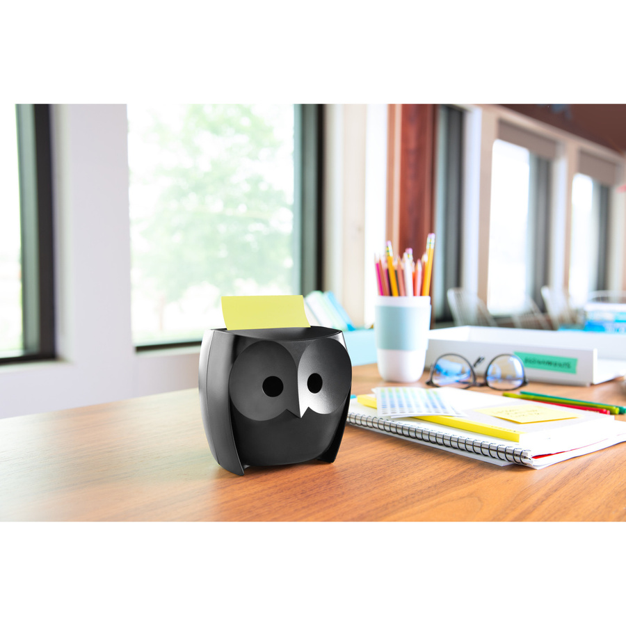 Post-it Haftnotizspender Super Sticky Z-Notes Eule in Schwarz und Gelb - Bild 2