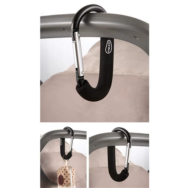 Großer Karabiner Haken aus Aluminium in Gold für Kinderwagen und Taschen als praktischer Organizer mit Federverschluss - Bild 5
