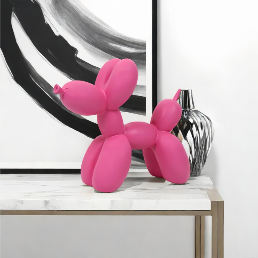 Yiran Furniture Ballonhunde Ornament aus Harz in Pink für Wohnzimmer und Schlafzimmer - Bild 2